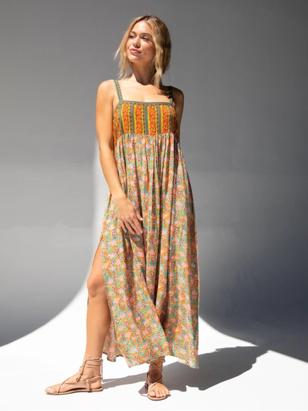 NATURAL LIFE Patti Floral Side Slit Maxi Dress